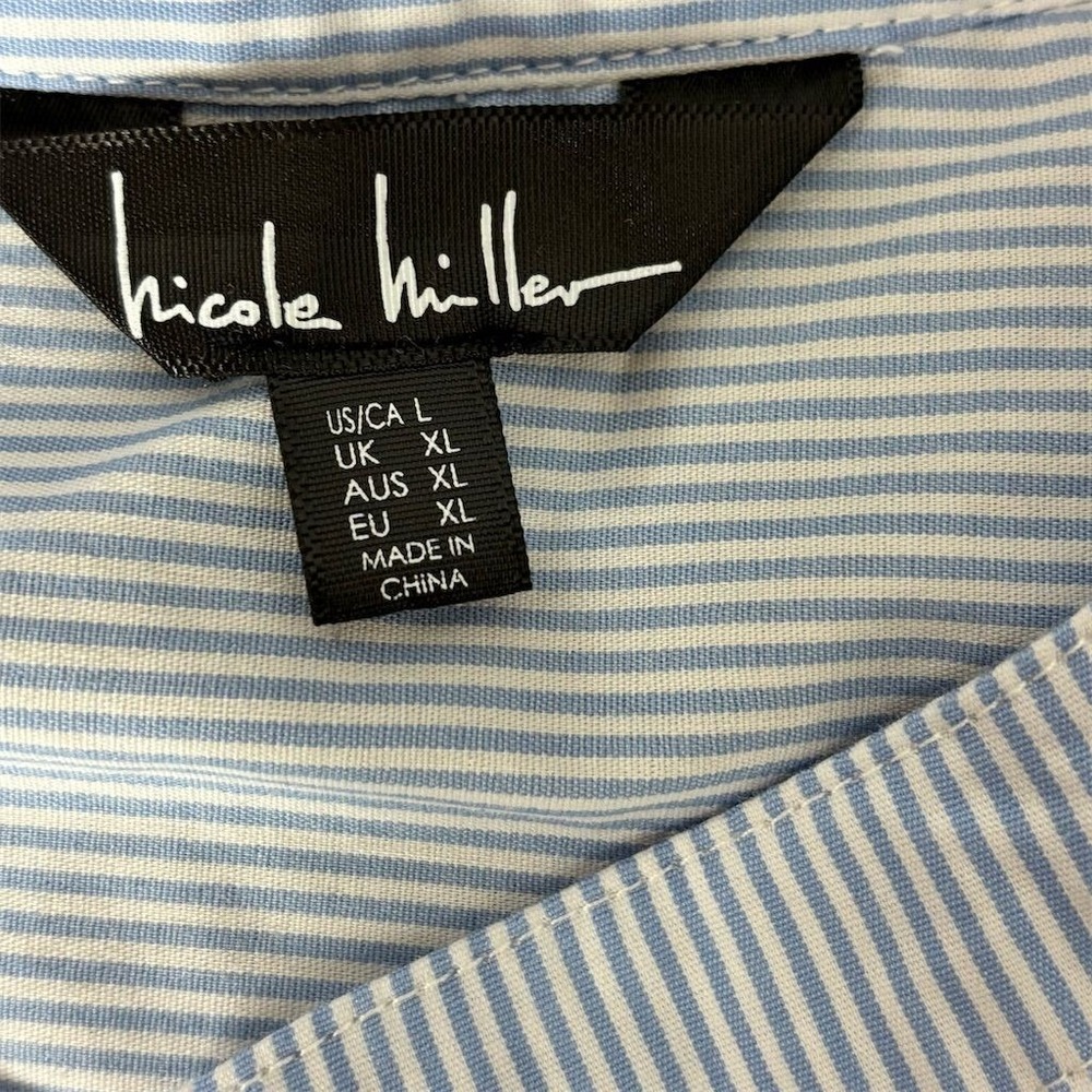 Nicole Miller Women's XL‎ Blue Striped Button-Up Shirt Long Sleeve - Picture 2 of 4
